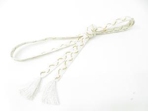 リサイクル　和装小物　帯締め　礼装用　金糸　白金　正絹　手組　平組